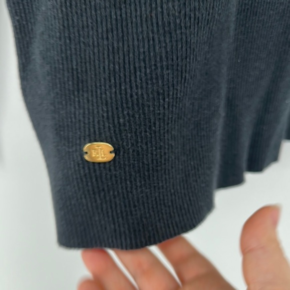 Lauren Ralph Lauren Black Cowl Turtleneck Waffle Knit Sweater Size SP - Picture 3 of 16